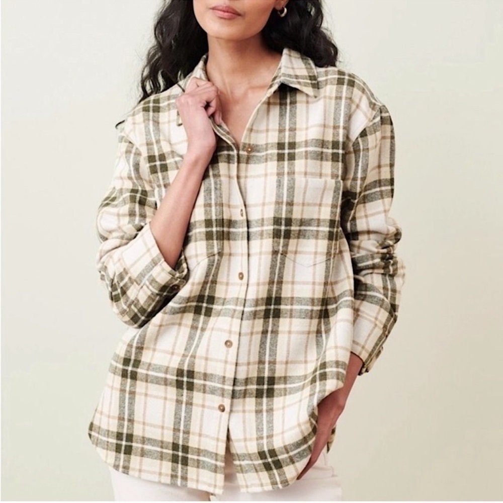 New NWOT JENNI KAYNE O'keeffe Overshirt Plaid Shirt XS